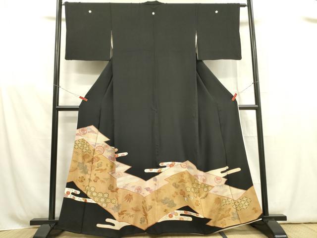 平和屋着物■豪華黒留袖 刺繍 宝尽くし飛鶴花文 金彩 正絹 逸品 DABB7611op