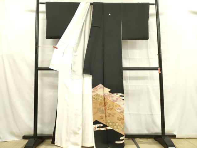 平和屋着物■豪華黒留袖 刺繍 宝尽くし飛鶴花文 金彩 正絹 逸品 DABB7611op