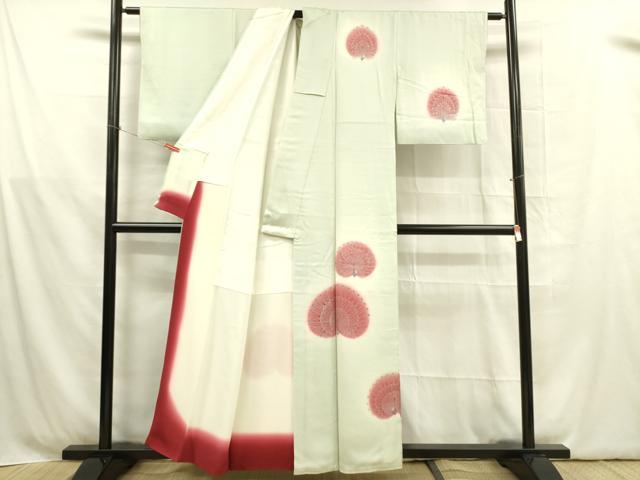 平和屋着物■訪問着 孔雀 暈し染め 銀彩 正絹 逸品 DABB7619op