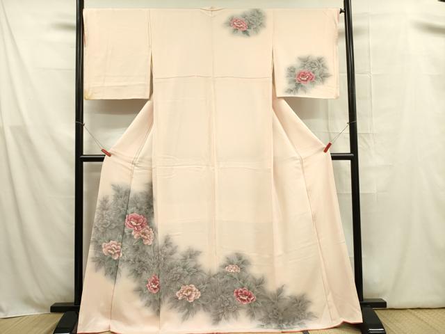 平和屋着物■訪問着　牡丹　暈し染め　ロング丈　正絹　逸品　DABB7629op