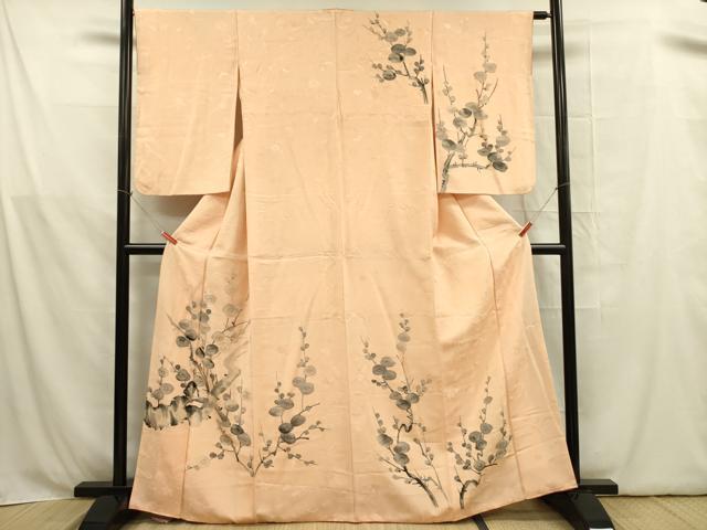 平和屋着物■訪問着 手描き 枝梅 正絹 逸品 DABB7635op