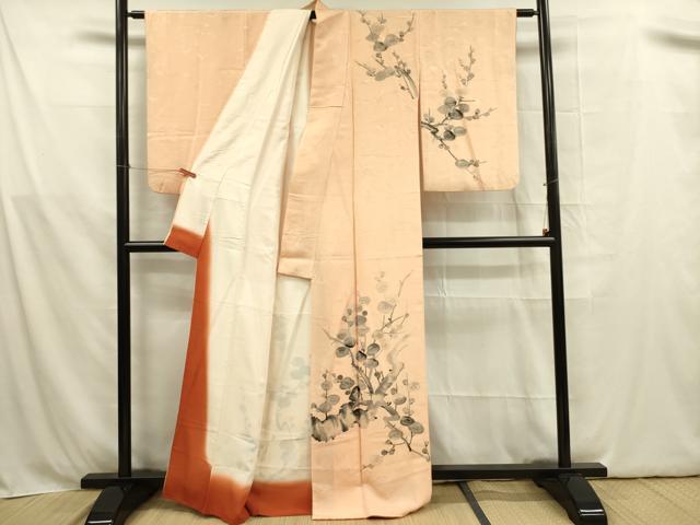 平和屋着物■訪問着 手描き 枝梅 正絹 逸品 DABB7635op