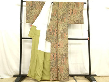 平和屋着物■上質な小紋 草花 鬼しぼ縮緬 正絹 逸品 DABB7646op