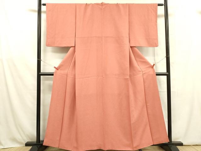 平和屋着物■上質な色無地 霞地紋 甚三紅色 正絹 逸品 DABB7666op