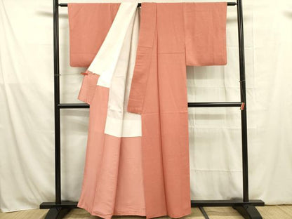 平和屋着物■上質な色無地 霞地紋 甚三紅色 正絹 逸品 DABB7666op