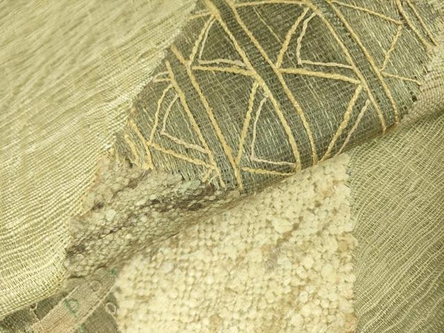 平和屋着物▽太鼓柄袋帯 スリーシーズン 春夏秋 櫛織 モール 幾何学文様 正絹 逸品 DABB7671op