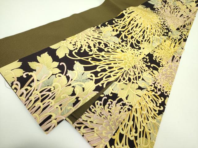 平和屋着物●両面 全通柄袋帯 乱菊 金彩 鬼しぼ縮緬 正絹 逸品 DABB7673op