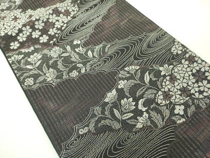 平和屋着物●染色作家　斉藤三才　六通柄袋帯　三才鳥　草花　銀糸　さが美扱い　正絹　逸品　未使用　DABB7675op
