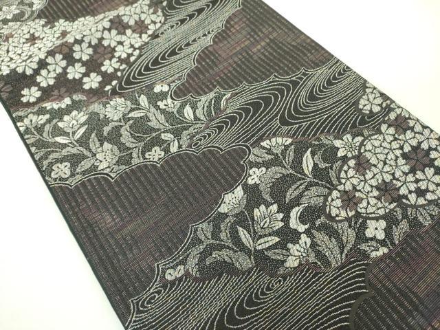 平和屋着物●染色作家　斉藤三才　六通柄袋帯　三才鳥　草花　銀糸　さが美扱い　正絹　逸品　未使用　DABB7675op