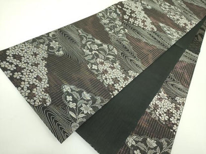 平和屋着物●染色作家　斉藤三才　六通柄袋帯　三才鳥　草花　銀糸　さが美扱い　正絹　逸品　未使用　DABB7675op
