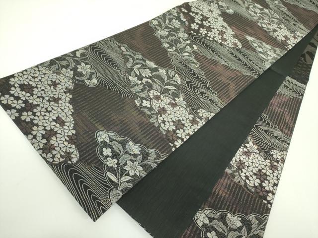 平和屋着物●染色作家　斉藤三才　六通柄袋帯　三才鳥　草花　銀糸　さが美扱い　正絹　逸品　未使用　DABB7675op