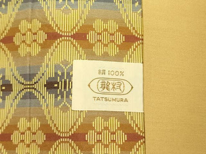 平和屋着物●龍村美術織物 九寸開き名古屋帯 立涌花文 正絹 逸品 DABB7700op