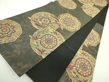 平和屋着物●六通柄袋帯 鏡裏華鳥文 金糸 引箔 ますいわ屋扱い 正絹 逸品 未使用 DABB7701op