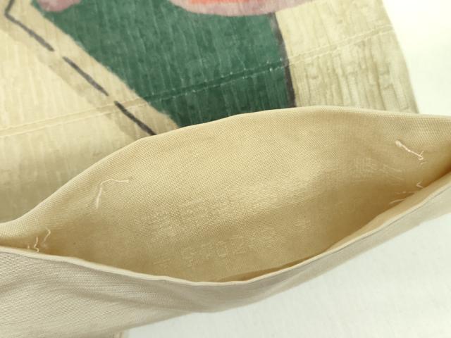 平和屋着物●西陣 老舗 渡文謹製 手織 全通柄袋帯 纐纈 花鳥文 正絹 逸品 DABB7702op