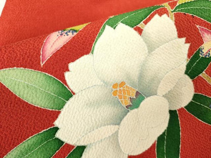 平和屋着物●九寸名古屋帯 友禅 草花 鬼しぼ縮緬 正絹 逸品 DABB7712op