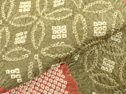 平和屋着物●名門 藤娘きぬたや・総絞り 九寸名古屋帯 七宝文 正絹 逸品 DABB7713op