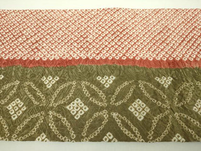 平和屋着物●名門 藤娘きぬたや・総絞り 九寸名古屋帯 七宝文 正絹 逸品 DABB7713op