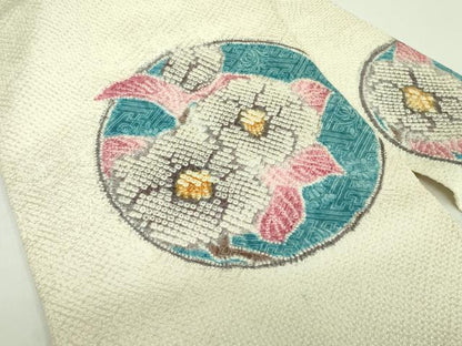 平和屋着物●名門 藤娘きぬたや・総絞り 九寸名古屋帯 草花 正絹 逸品 DABB7715op