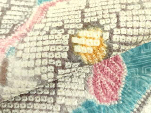 平和屋着物●名門 藤娘きぬたや・総絞り 九寸名古屋帯 草花 正絹 逸品 DABB7715op