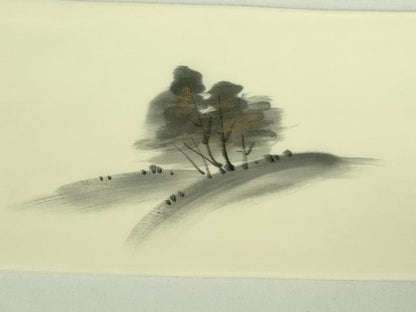 平和屋着物●塩瀬 九寸名古屋帯 作家物 手描き 渡橋風景文 金彩 正絹 逸品 DABB7720op