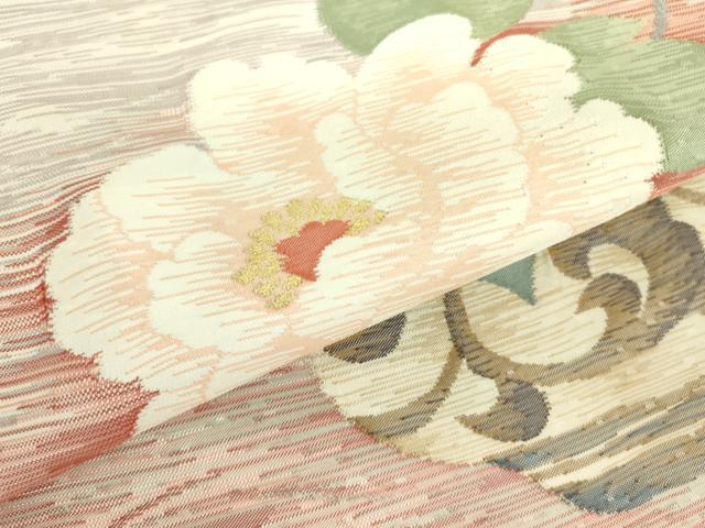 平和屋着物●太鼓柄袋帯 すくい織 牡丹唐草 金糸 鈴乃屋扱い 正絹 逸品 DABB7727op