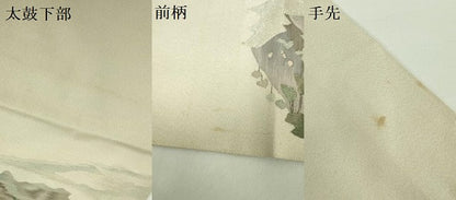 平和屋着物●爪掻き本綴れ 太鼓柄袋帯 風景文 銀糸 正絹 逸品 DABB7729op