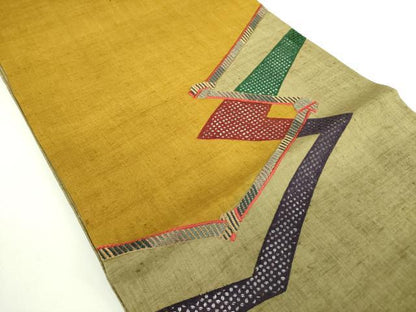 平和屋着物●中国三大刺繍 スワトウ刺繍 汕頭刺繍 総刺繍 太鼓柄袋帯 幾何学文様 正絹 逸品 DABB7733op