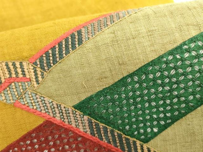 平和屋着物●中国三大刺繍 スワトウ刺繍 汕頭刺繍 総刺繍 太鼓柄袋帯 幾何学文様 正絹 逸品 DABB7733op