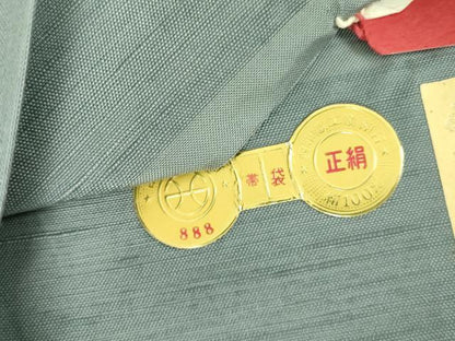 平和屋着物●西陣 太鼓柄袋帯 紬地 すくい織 幾何学文様 証紙付き 正絹 逸品 未使用 DABB7734op