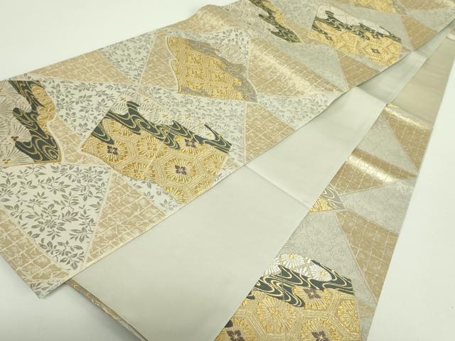 平和屋着物●六通柄袋帯 唐織 冊子花文 金銀糸 正絹 逸品 DABB7736op