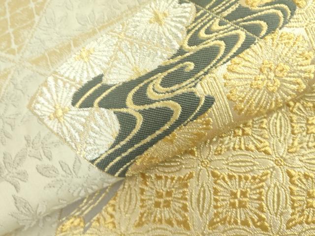 平和屋着物●六通柄袋帯 唐織 冊子花文 金銀糸 正絹 逸品 DABB7736op