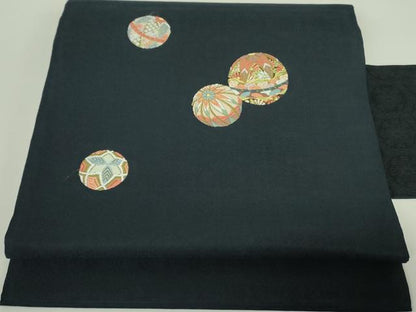 平和屋着物●九寸名古屋帯　唐織　作家物　花鞠文　金糸　正絹　逸品　DABB7742op