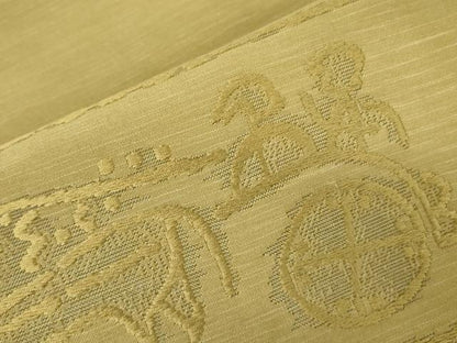 平和屋着物●八寸名古屋帯　唐織　狩猟文　木蘭色　正絹　逸品　DABB7755op