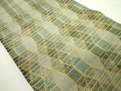 平和屋着物▽太鼓柄袋帯 スリーシーズン 春夏秋 組織 幾何学文様 金糸 正絹 逸品 未使用 DABB7758op
