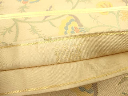 平和屋着物●織物一筋名門　織悦　全通柄　本袋帯　更紗花文　金糸　正絹　逸品　未使用　DABB7760op