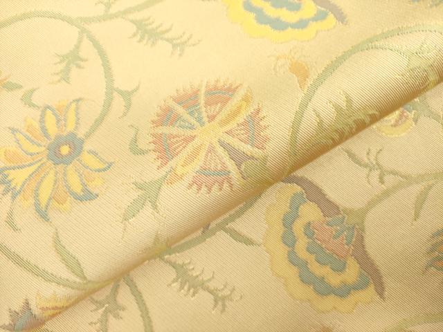 平和屋着物●織物一筋名門　織悦　全通柄　本袋帯　更紗花文　金糸　正絹　逸品　未使用　DABB7760op