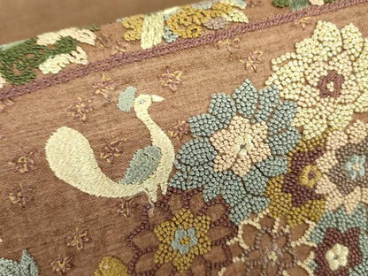 平和屋着物●中国三大刺繍 相良刺繍 総刺繍 太鼓柄袋帯 紬地 人物花鳥文 壁画文様 正絹 逸品 DABB7761op