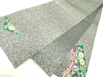 平和屋着物●太鼓柄袋帯 絞り 花菱文 辻が花 金通し地 正絹 逸品 未使用 DABB7764op