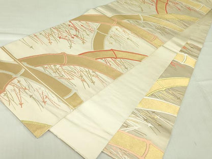 平和屋着物●西陣 川島織物 六通柄 本袋帯 松葉 竹 金糸 正絹 逸品 DABB7765op