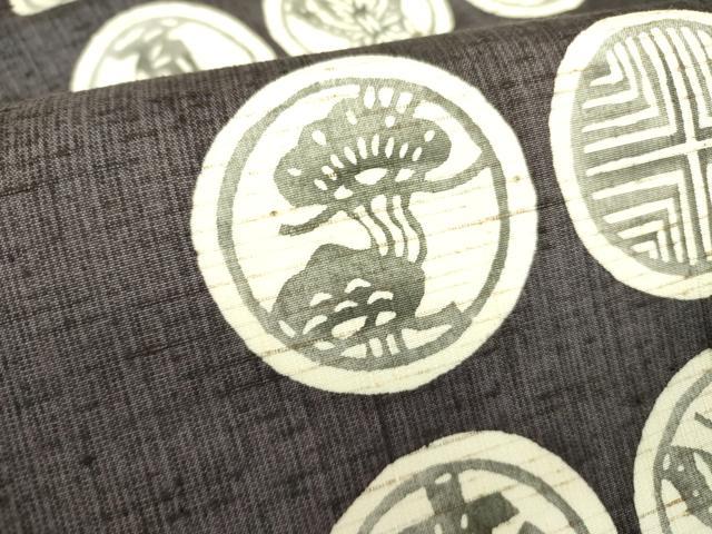 平和屋着物●九寸名古屋帯　ぜんまい紬　型染　花蝶丸文　正絹　逸品　DABB7768op