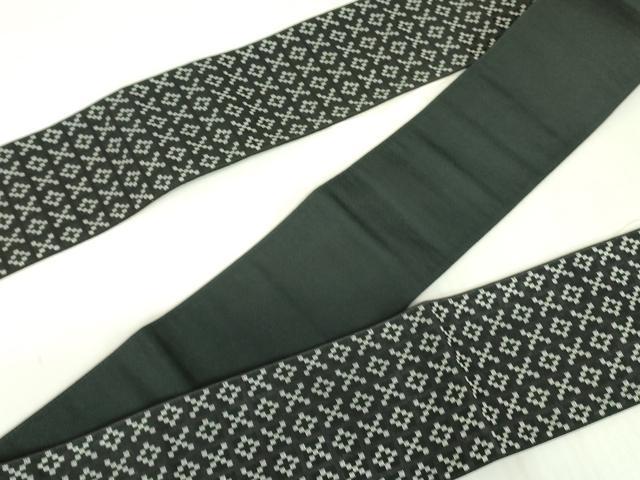 平和屋着物●男性　角帯　花織　抽象文様　黒地　DABB7780op