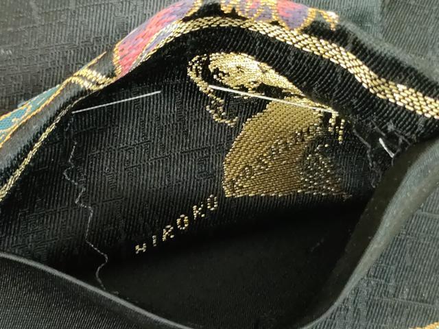 平和屋着物●ファッションデザイナー HIROKO KOSHINO コシノヒロコ 六通柄袋帯 花鳥文 黒地 金糸 正絹 逸品 DABB7786op
