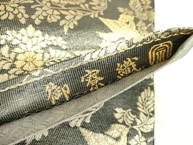 平和屋着物●紋屋井関　御寮織　六通柄袋帯　向かい鳥花文　金糸　正絹　逸品　DABB7789op