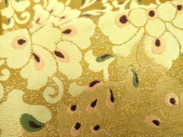 平和屋着物●西陣 川島織物 六通柄袋帯 更紗花文 金糸 正絹 逸品 DABB7790op