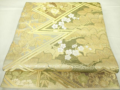 平和屋着物●西陣 川島織物 六通柄 本袋帯 花松文 金銀糸 正絹 逸品 DABB7792op