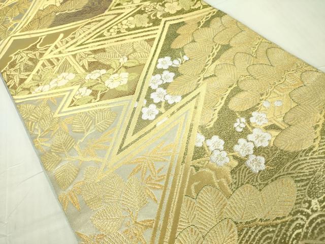 平和屋着物●西陣 川島織物 六通柄 本袋帯 花松文 金銀糸 正絹 逸品 DABB7792op