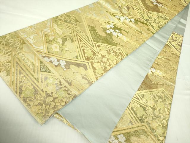 平和屋着物●西陣 川島織物 六通柄 本袋帯 花松文 金銀糸 正絹 逸品 DABB7792op