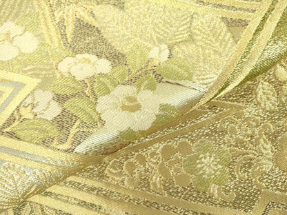 平和屋着物●西陣 川島織物 六通柄 本袋帯 花松文 金銀糸 正絹 逸品 DABB7792op