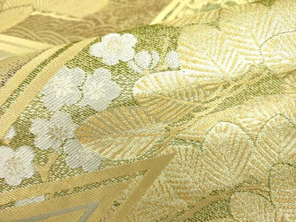 平和屋着物●西陣 川島織物 六通柄 本袋帯 花松文 金銀糸 正絹 逸品 DABB7792op
