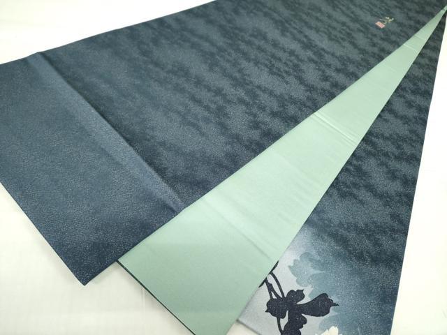 平和屋着物●京の匠日展作家 丹下雄介 太鼓柄袋帯 草花 銀通し地 やまと誂製 正絹 逸品 未使用 DABB7812op